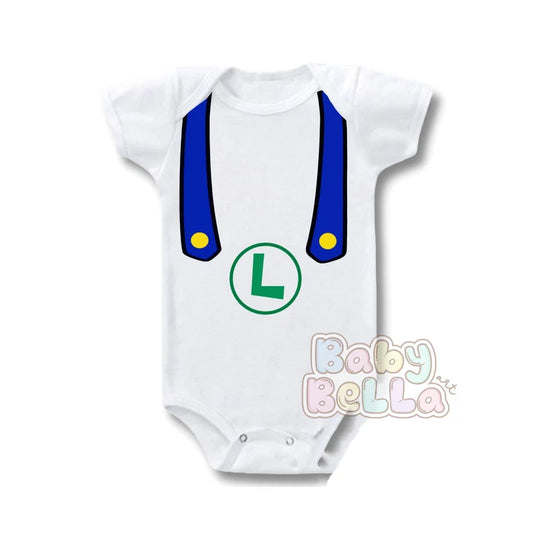 Luigi Suspender Onesie, Luigi Bros Onesie, Funny Onesie, Mario Luigi Onesie Set, Baby Onesie for Twin, Miracle Twin Onesie, Baby Shower Gift