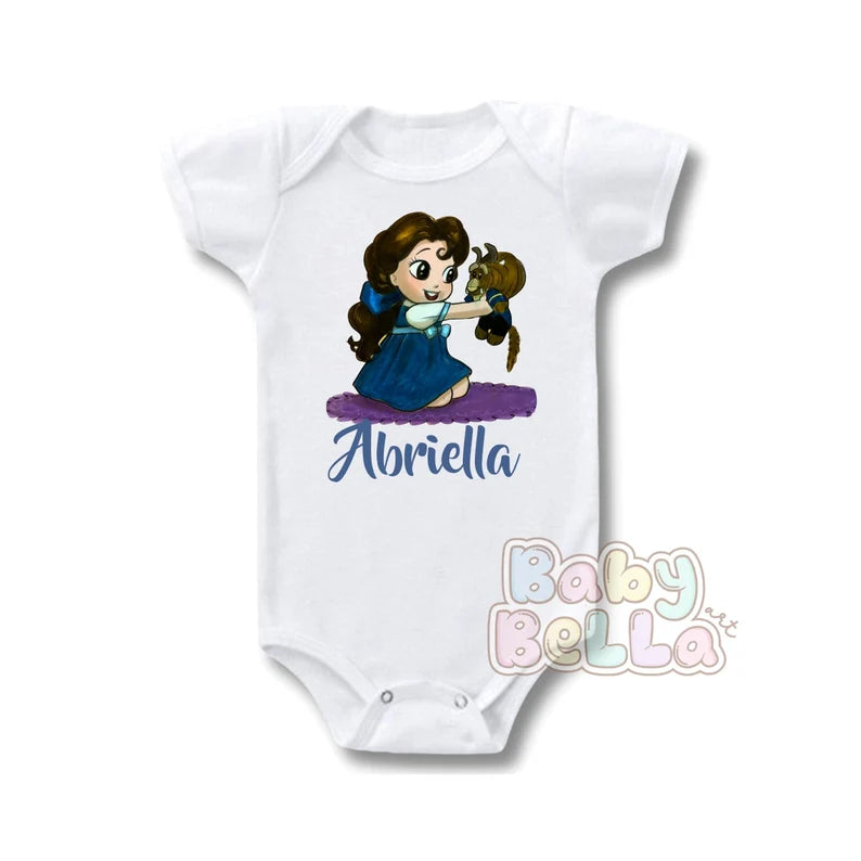 Sublimation Print Onesie, Disney Princess Onesie; Belle Onesie, Beauty and the Beast, beauty and the beast shirt, disney belle shirt