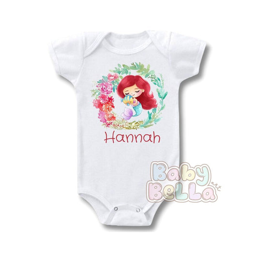 Princess ariel, ariel little mermaid, little mermaid ariel, ariel onesie, princess ariel onesie, princess onesie, Sublimation Print Onesie