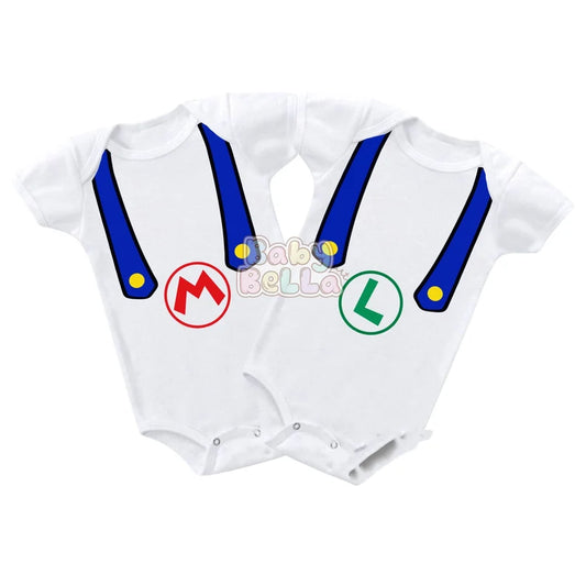 Mario Luigi Onesie, Twins Onesie, Funny Twins Onesie, Twins Onesie Set, Baby Onesie for Twin, Miracle Twin Onesie, Baby Shower Gift