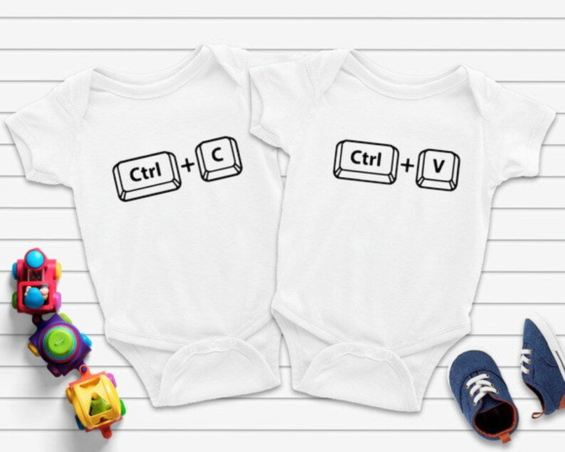 Ctrl C Ctrl V Onesie, Twins Onesie, Funny Twins Onesie, Twins Onesie Set, Baby Onesie for Twin, Miracle Twin Onesie, Baby Shower Gift