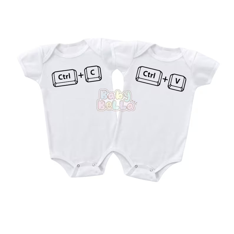 Ctrl C Ctrl V Onesie, Twins Onesie, Funny Twins Onesie, Twins Onesie Set, Baby Onesie for Twin, Miracle Twin Onesie, Baby Shower Gift