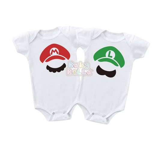 Mario Luigi Onesie, Twins Onesie, Funny Twins Onesie, Twins Onesie Set, Baby Onesie for Twin, Miracle Twin Onesie, Baby Shower Gift