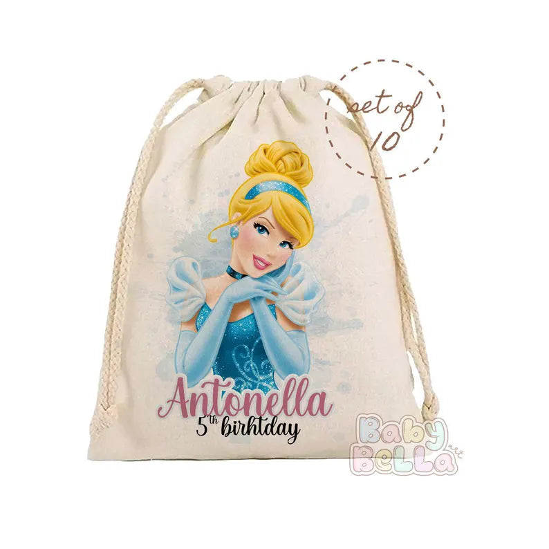 Cinderella Party Favor Bag - Princess Theme Birthday Goodie Bag, Kids Party Supplies, Personalized Favor Bag