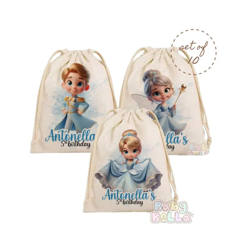 Cinderella Party Favor Bag - Princess Theme Birthday Goodie Bag, Kids Party Supplies, Personalized Favor Bag