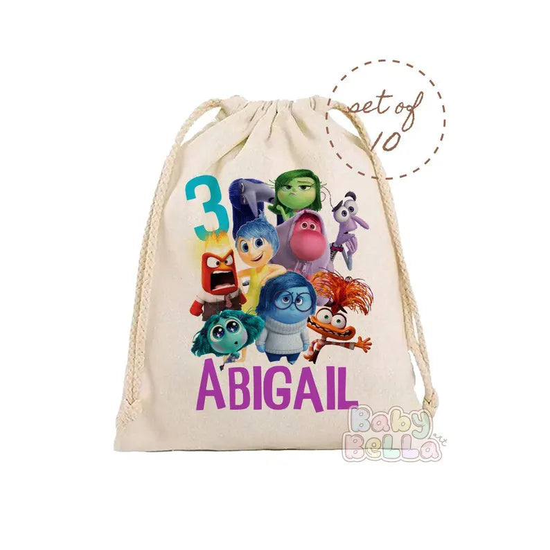 Inside Out Party Favor Bag - Personalized Emotional Theme Birthday Goodie Bag, Kids Party Supplies, Custom Favor Bag