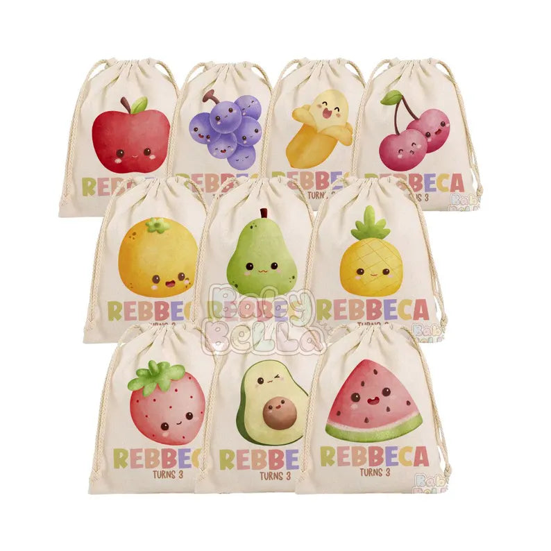 Fruit Theme Party Favor Bag - Cute Fruit Design Birthday Goodie Bag, Kids Party Supplies, Personalized Favor Bag