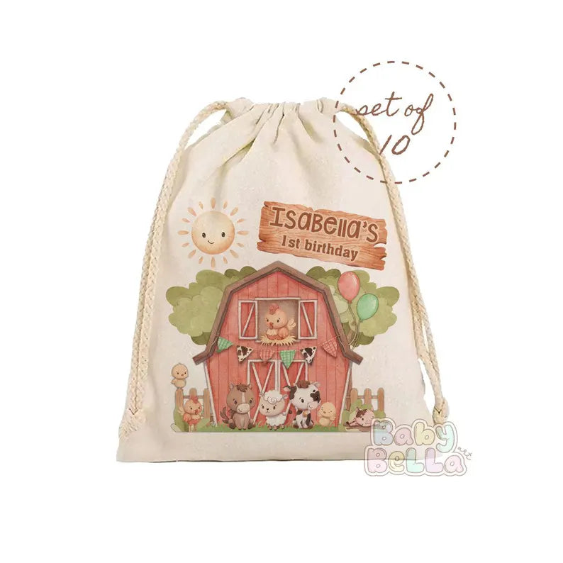 Little Farm Animals Party Favor Bags - Farm Themed Birthday Party Favors, Cute Animal Goodie Bags, Farm Animal Party Supplies