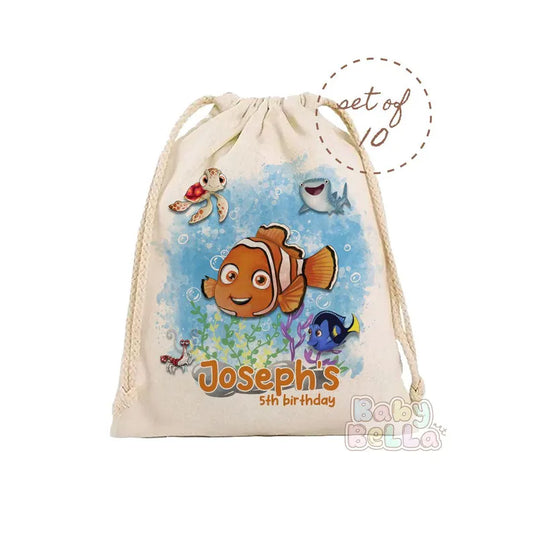 Finding Nemo Party Favor Bag - Cute Ocean Theme Birthday Goodie Bag, Kids Party Supplies, Personalized Favor Bag