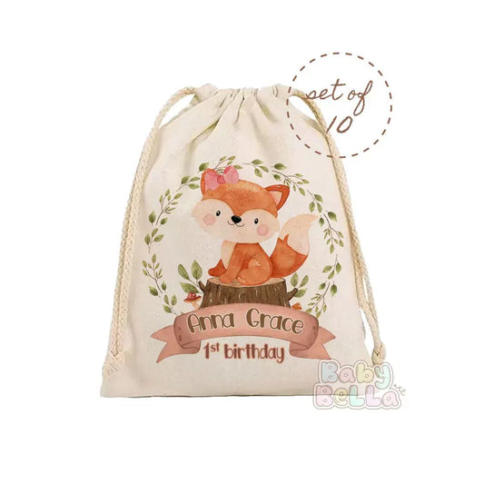 Forest Animals Party Favor Bag - Cute Woodland Theme Birthday Goodie Bag, Kids Party Supplies, Personalized Favor Bag