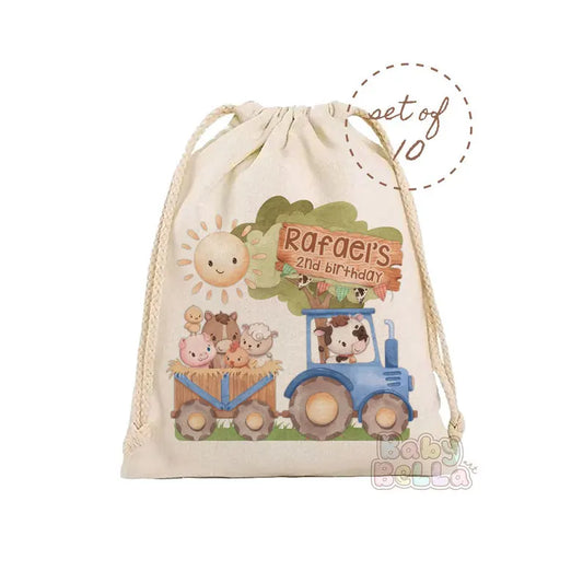 Little Farm Animals Party Favor Bags - Farm Themed Birthday Party Favors, Cute Animal Goodie Bags, Farm Animal Party Supplies