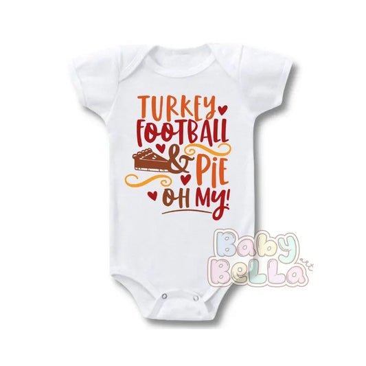 Thanksgiving Onesie - Turkey, Football and Pie Onesie - Thanksgiving 2024 - My first Thanksgiving - Thanksgiving Outfit - Baby Thanksgiving