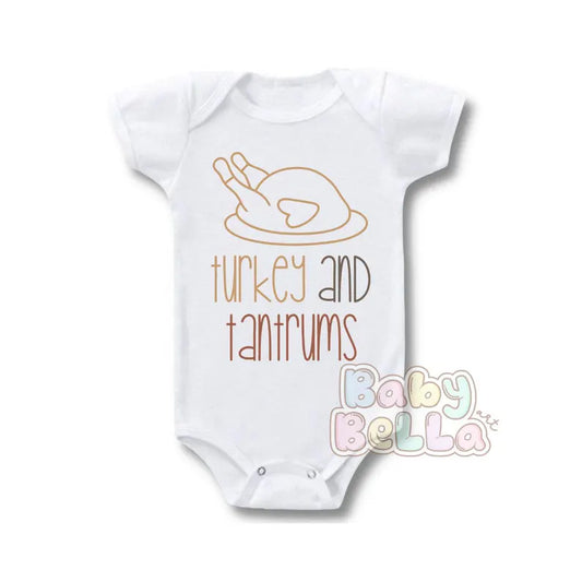 Thanksgiving Baby Onesie - "Turkey and Tantrum" - Funny Fall Baby Outfit, Thanksgiving Baby Bodysuit, Cute Baby Thanksgiving Clothes