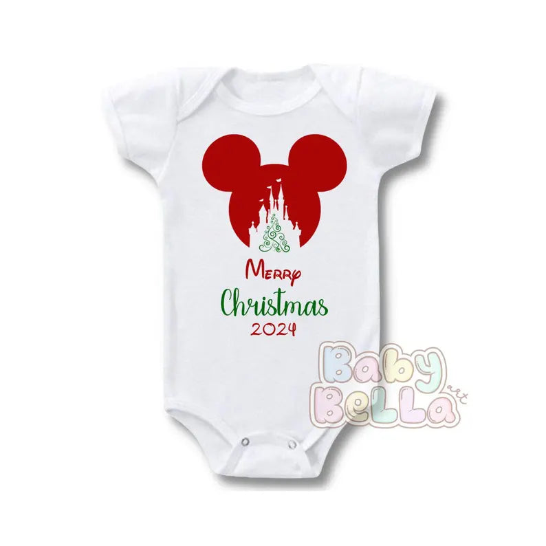 Christmas Baby Onesie - "Merry Christmas" - Festive Holiday Baby Outfit, Cute Baby Bodysuit, Baby's First Christmas Clothes