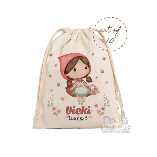 Little Red Riding Hood Party Favor Bag - Fairytale Theme Birthday Goodie Bag, Kids Party Supplies, Personalized Favor Bag